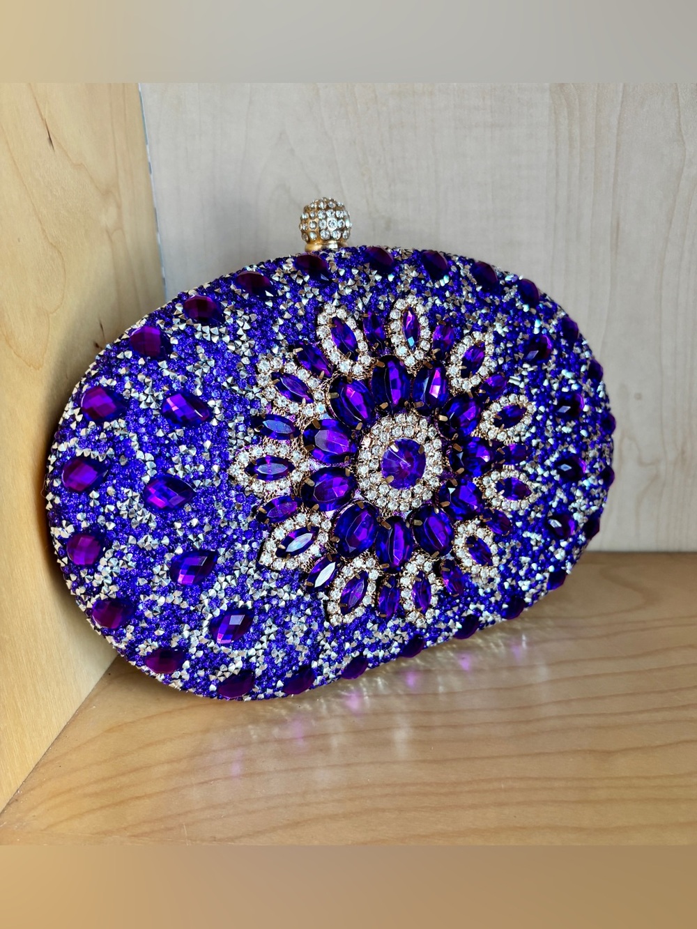 Embellished Purple Crystal Evening Clutch - Picture 3 of 6